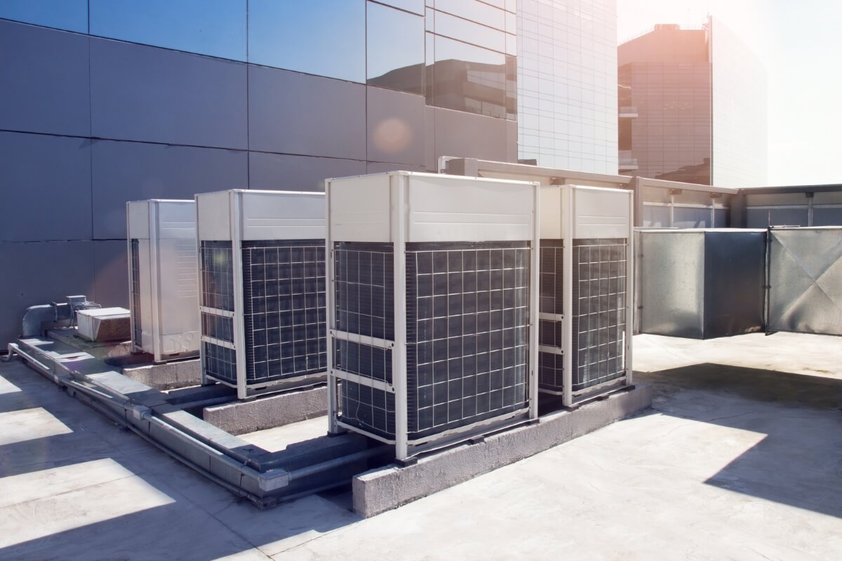 air conditioning units on the roof of a building