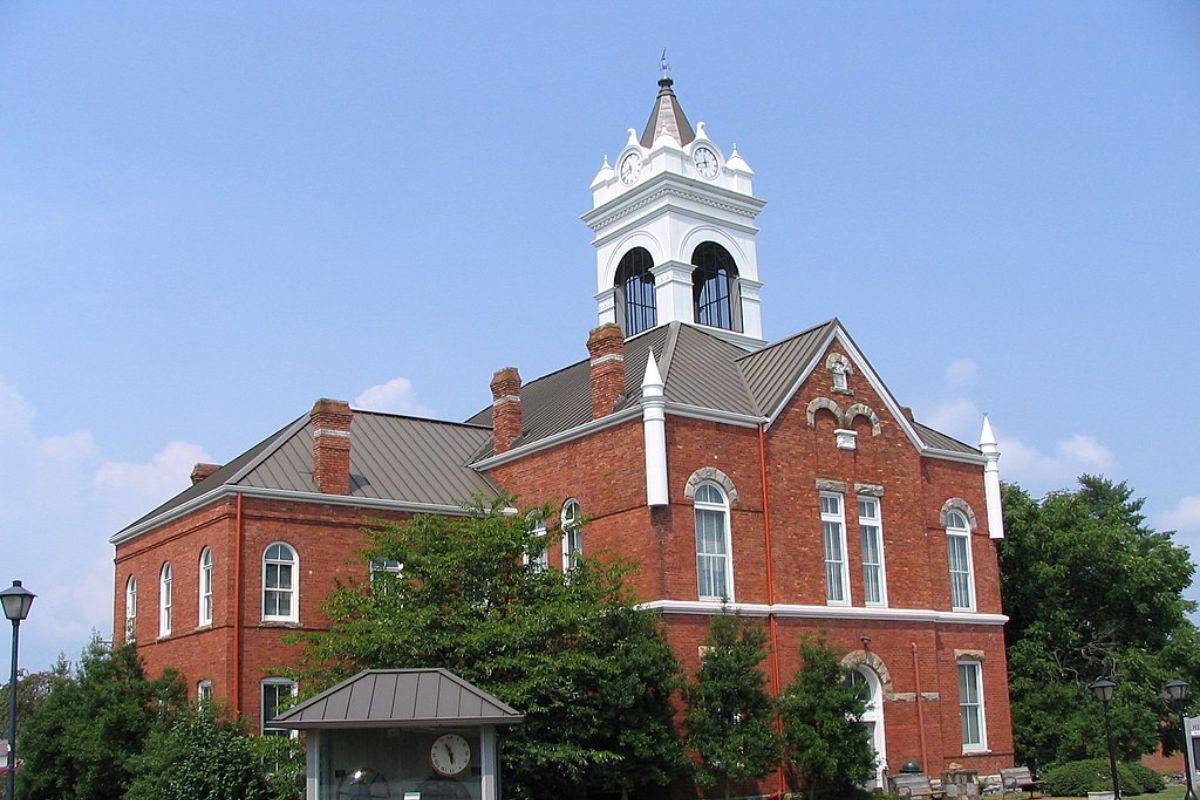 a brick building with a clock tower