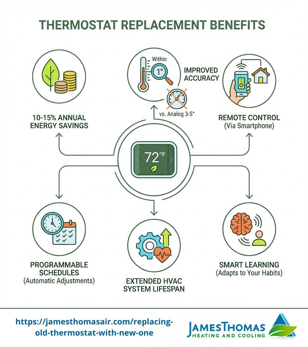 replacing an old thermostat with a new one infographic