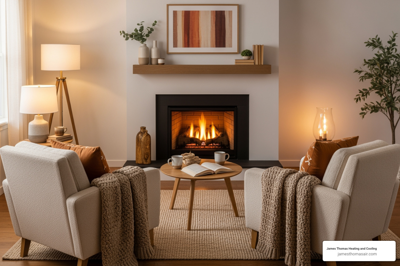 cozy living room with gas log fireplace - gas log fireplace repair