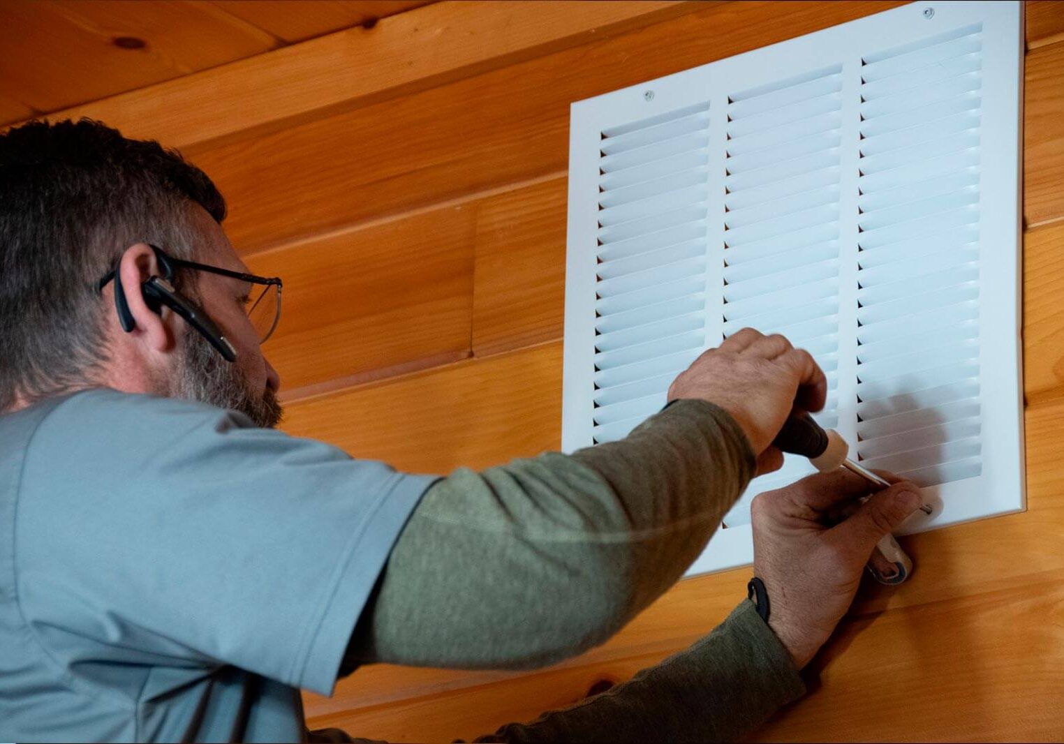 Scotty taking off the grill to Condensate Pump